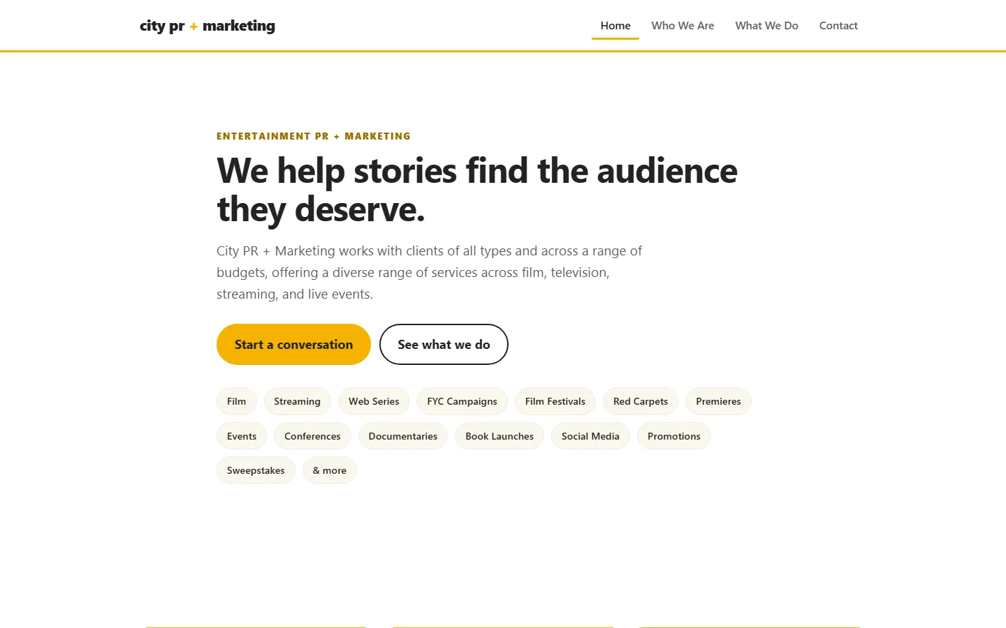 City PR + Marketing homepage hero